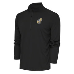 New Orleans Saints Antigua Team Logo Throwback Tribute Quarter-Zip Pullover Top Charcoal