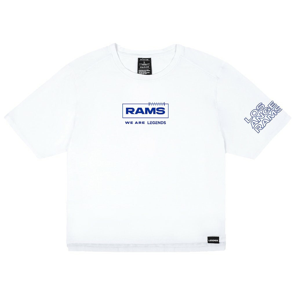 Los Angeles Rams LEGENDS Women's Aviation Crop T-Shirt White