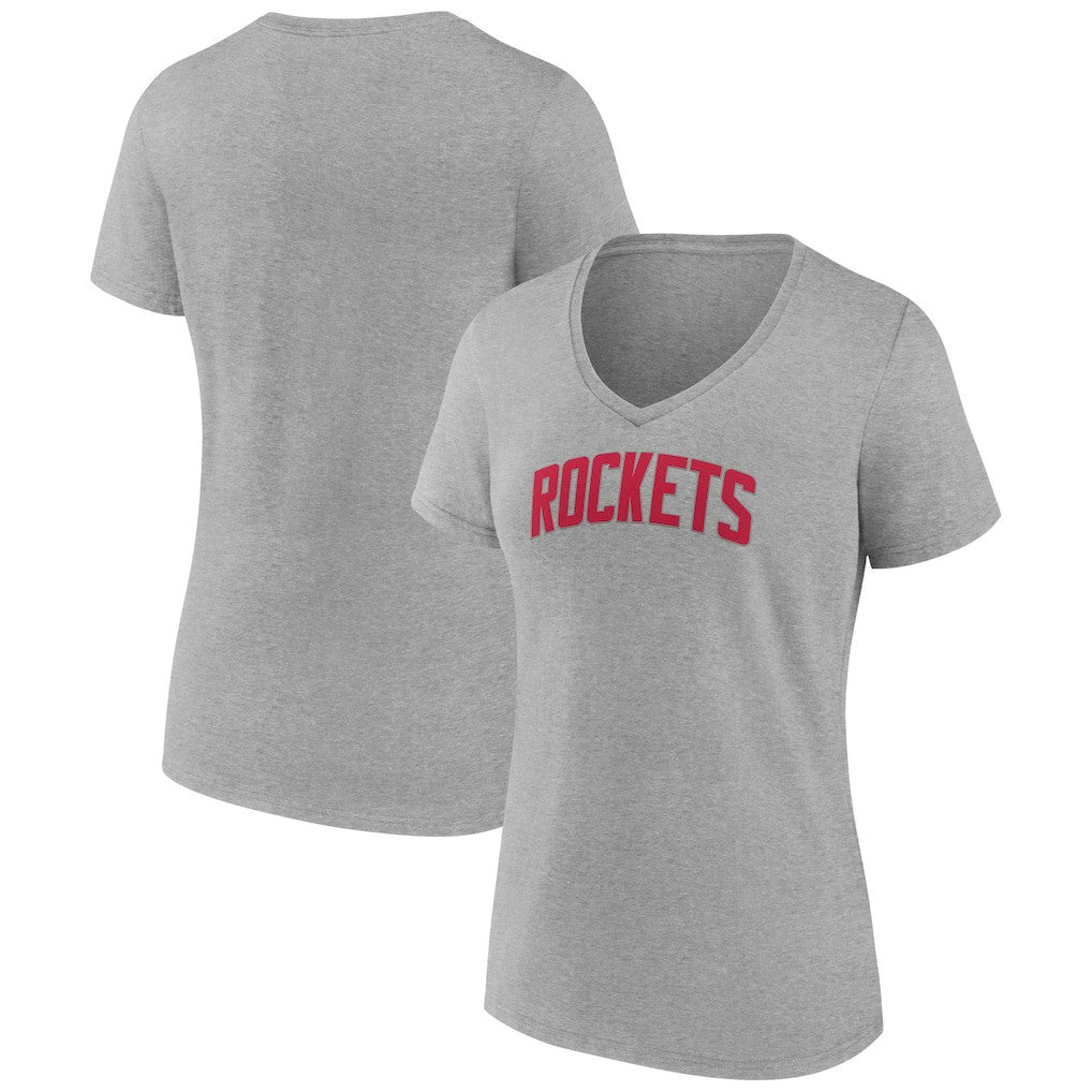 Houston Rockets Women's Alternate Logo V-Neck T-Shirt Heather Gray