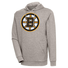 Boston Bruins Antigua Logo Action Chenille Pullover Hoodie - Oatmeal - NHL 5125719