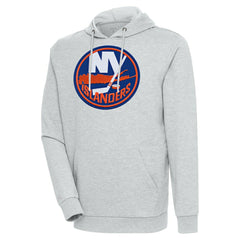 New York Islanders Antigua Logo Action Chenille Pullover Hoodie - Heather Gray - NHL 5125834