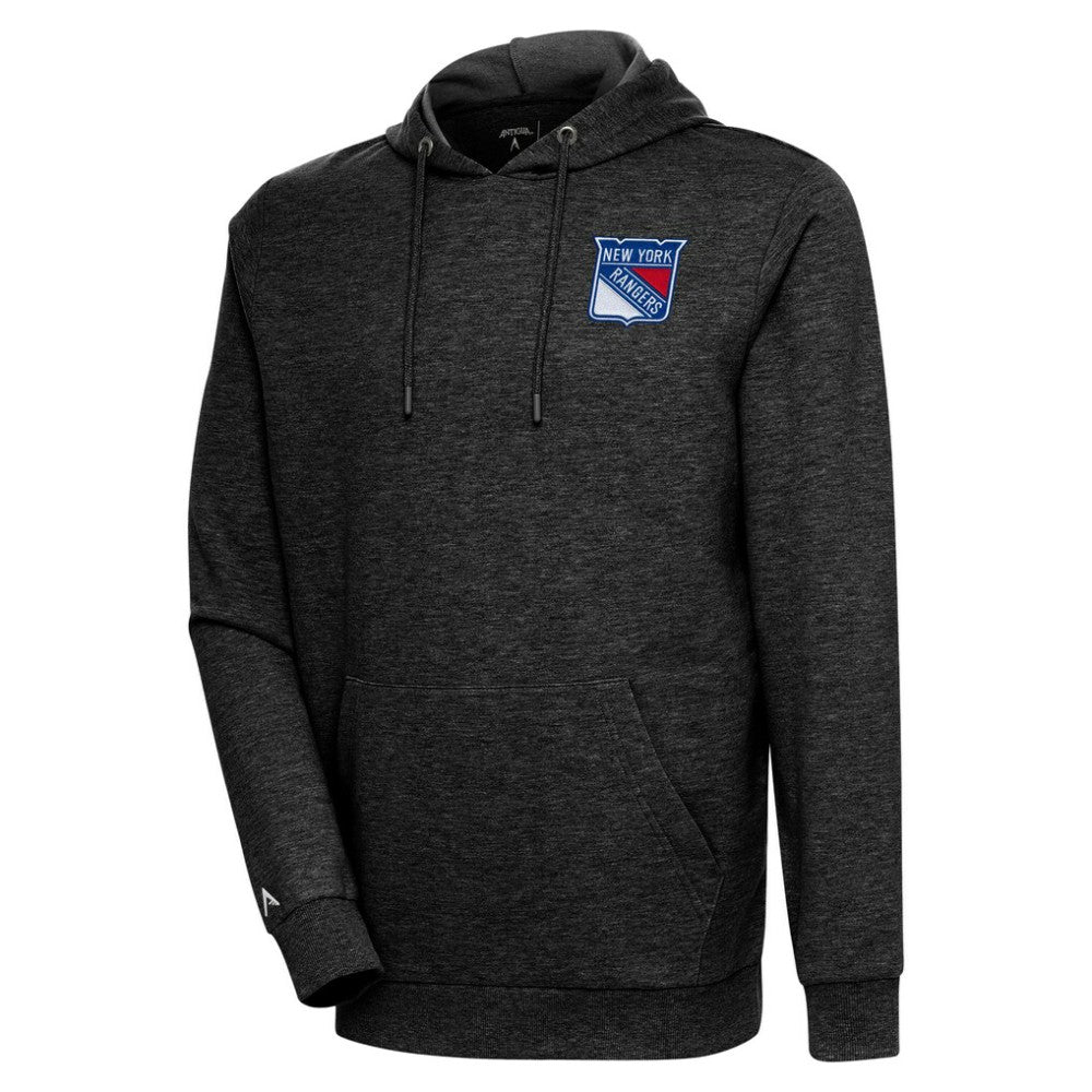 New York Rangers Antigua Action Chenille Pullover Hoodie - Heather Black - NHL 5125848