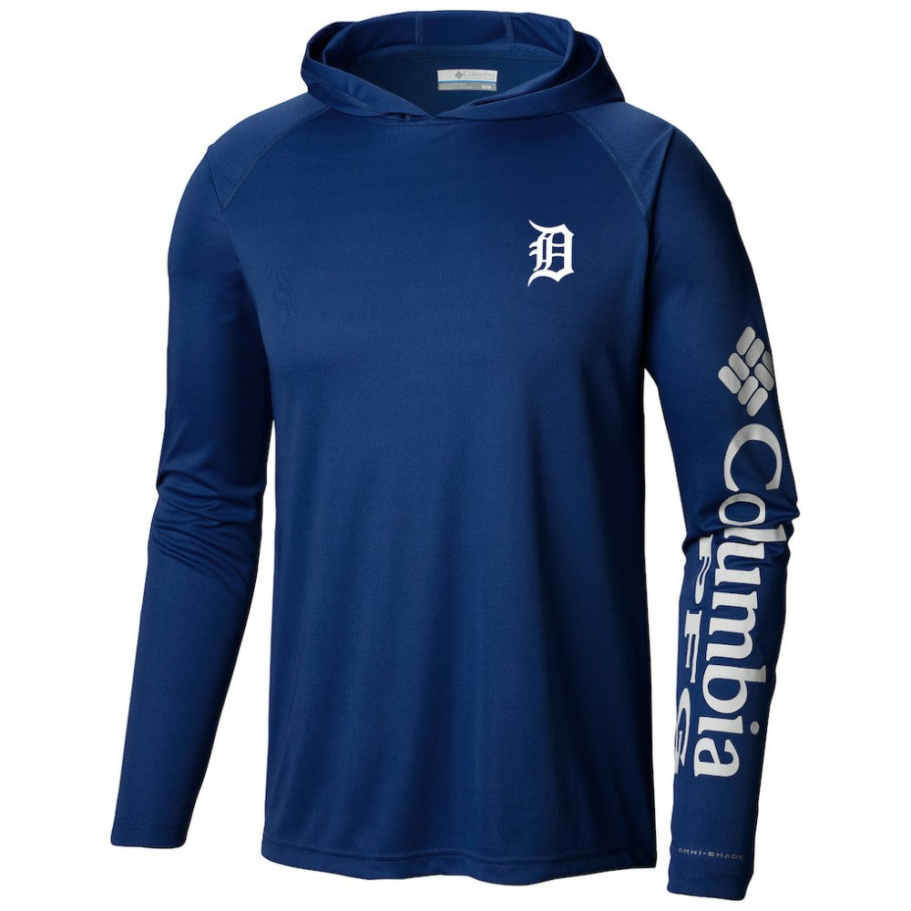 Detroit Tigers Columbia Terminal Tackle Long Sleeve Hoodie T-Shirt - Navy - Columbia on Sale