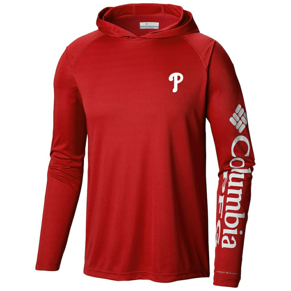 Philadelphia Phillies Columbia Terminal Tackle Long Sleeve Hoodie T-Shirt - Red - Columbia on Sale