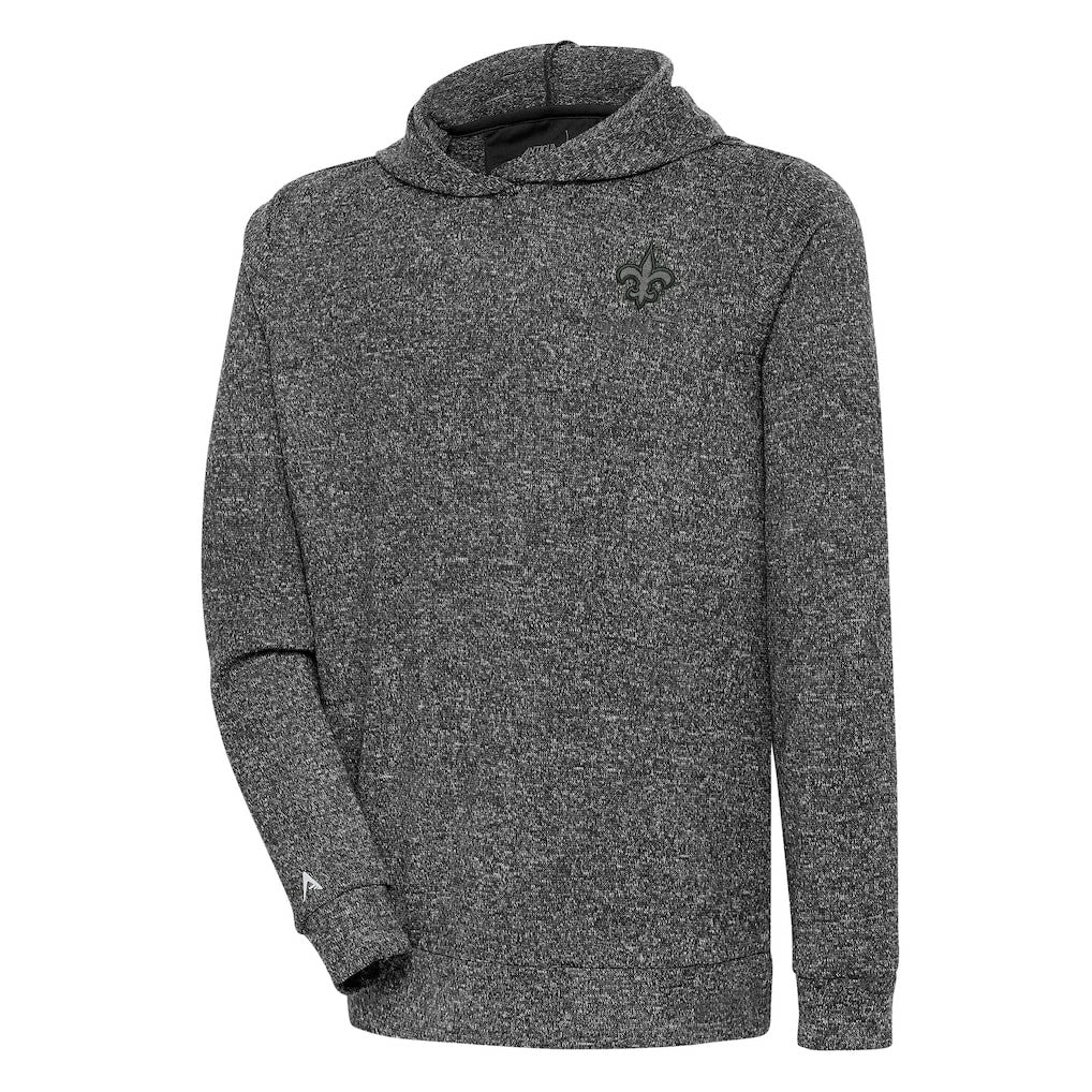 New Orleans Saints Antigua Tonal Logo Absolute Pullover Hoodie Heather Black