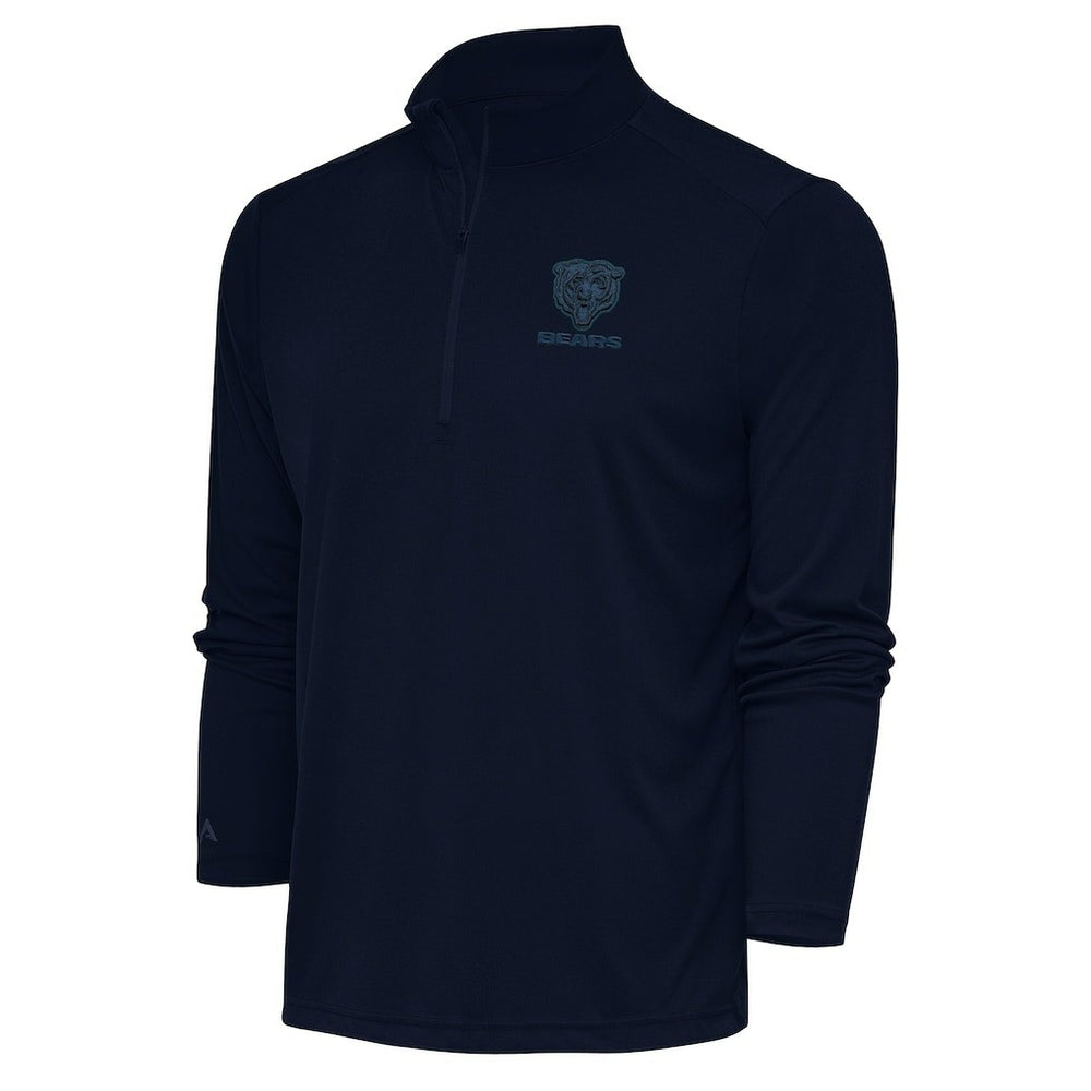 Chicago Bears Antigua Tonal Logo Tribute Quarter-Zip Pullover Top Navy