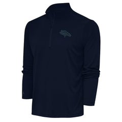 Denver Broncos Antigua Tonal Logo Tribute Quarter-Zip Pullover Top Navy