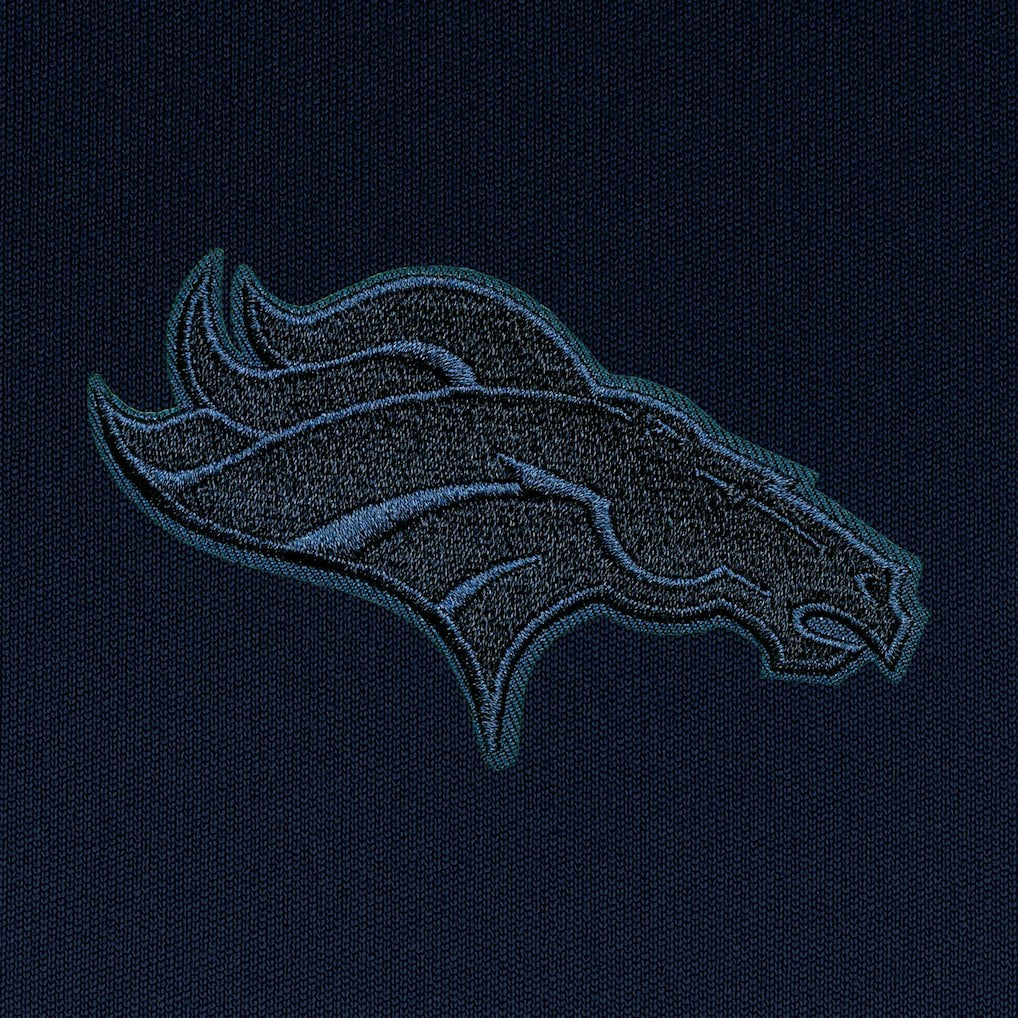 Denver Broncos Antigua Tonal Logo Tribute Quarter-Zip Pullover Top Navy