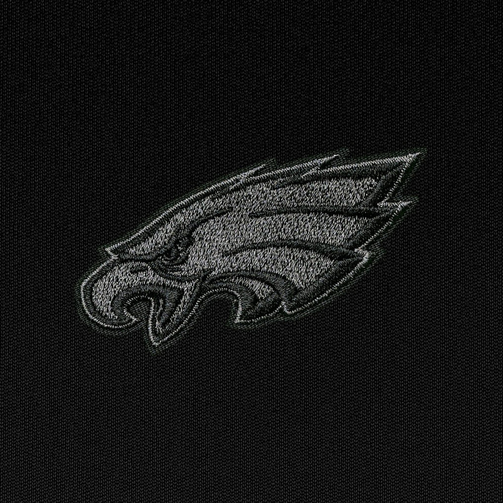 Philadelphia Eagles Antigua Tonal Logo Tribute Quarter-Zip Pullover Top Black