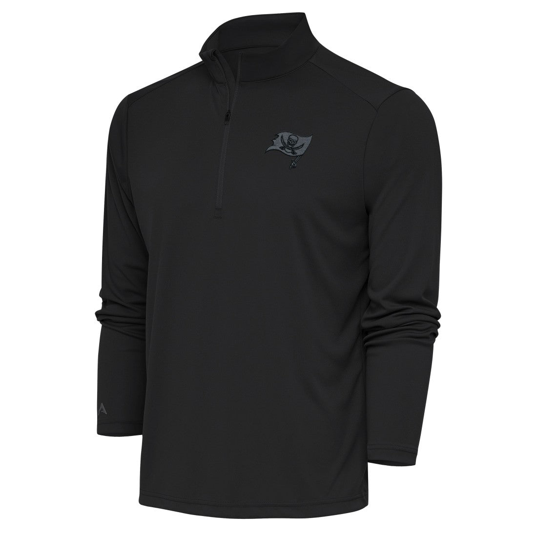 Tampa Bay Buccaneers Antigua Tonal Logo Tribute Quarter-Zip Pullover Top Charcoal