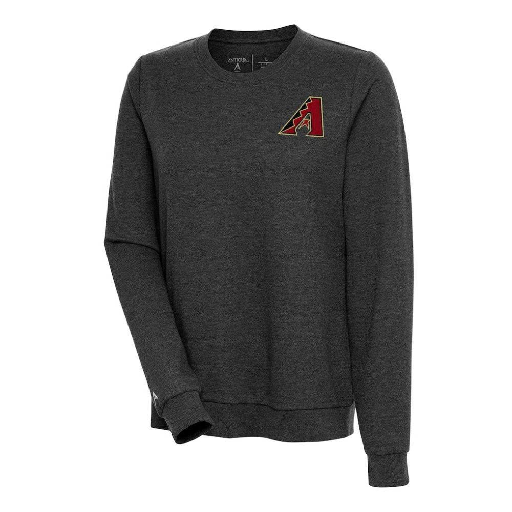 Arizona Diamondbacks Antigua Women's Action Crewneck Pullover Sweatshirt - Heather Black - MLB on Sale