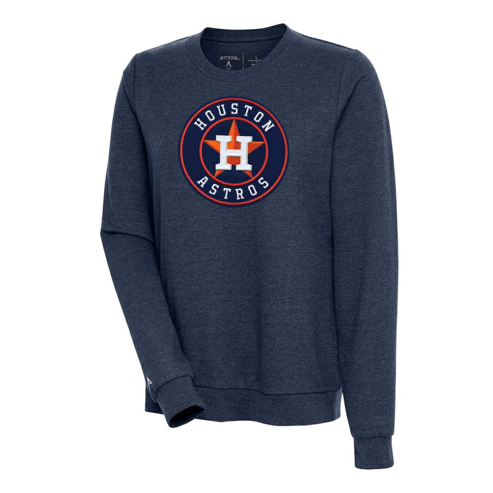 Houston Astros Antigua Women's Action Crewneck Pullover Sweatshirt - Heather Navy - MLB Lifestyle