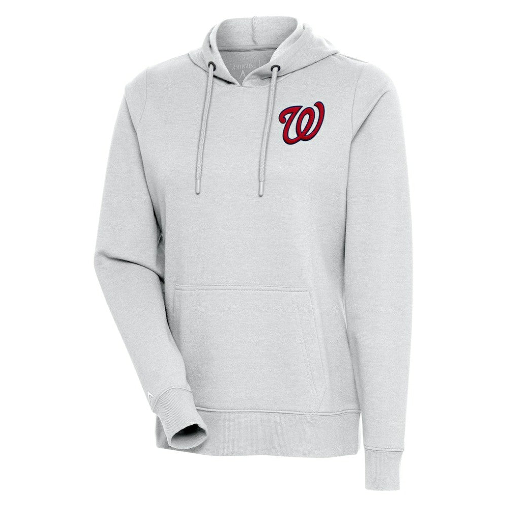 Washington Nationals Antigua Women's Action Pullover Hoodie - Heather Gray - MLB Lifestyle