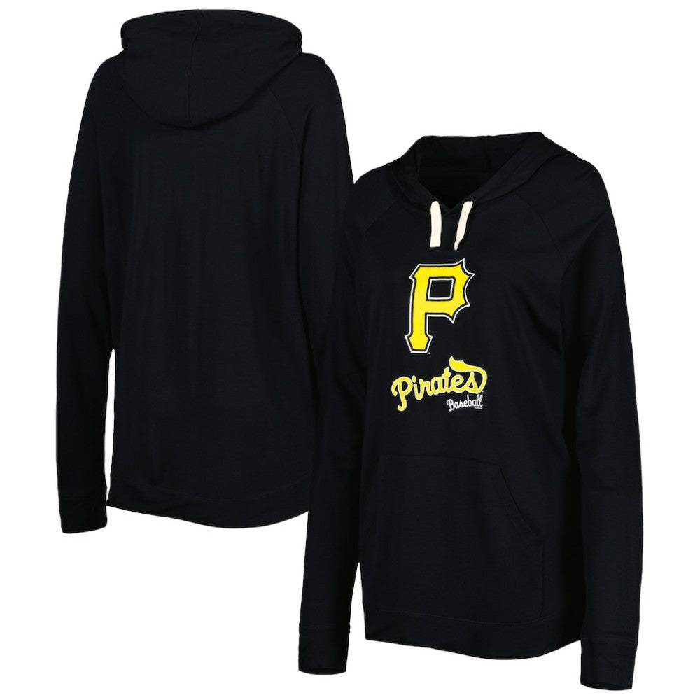 Pittsburgh Pirates Touch Women's Pre-Game Raglan Pullover Hoodie - Black - MLB Discount