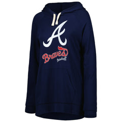 Atlanta Braves Touch Women's Pre-Game Raglan Pullover Hoodie - Navy - MLB Sale