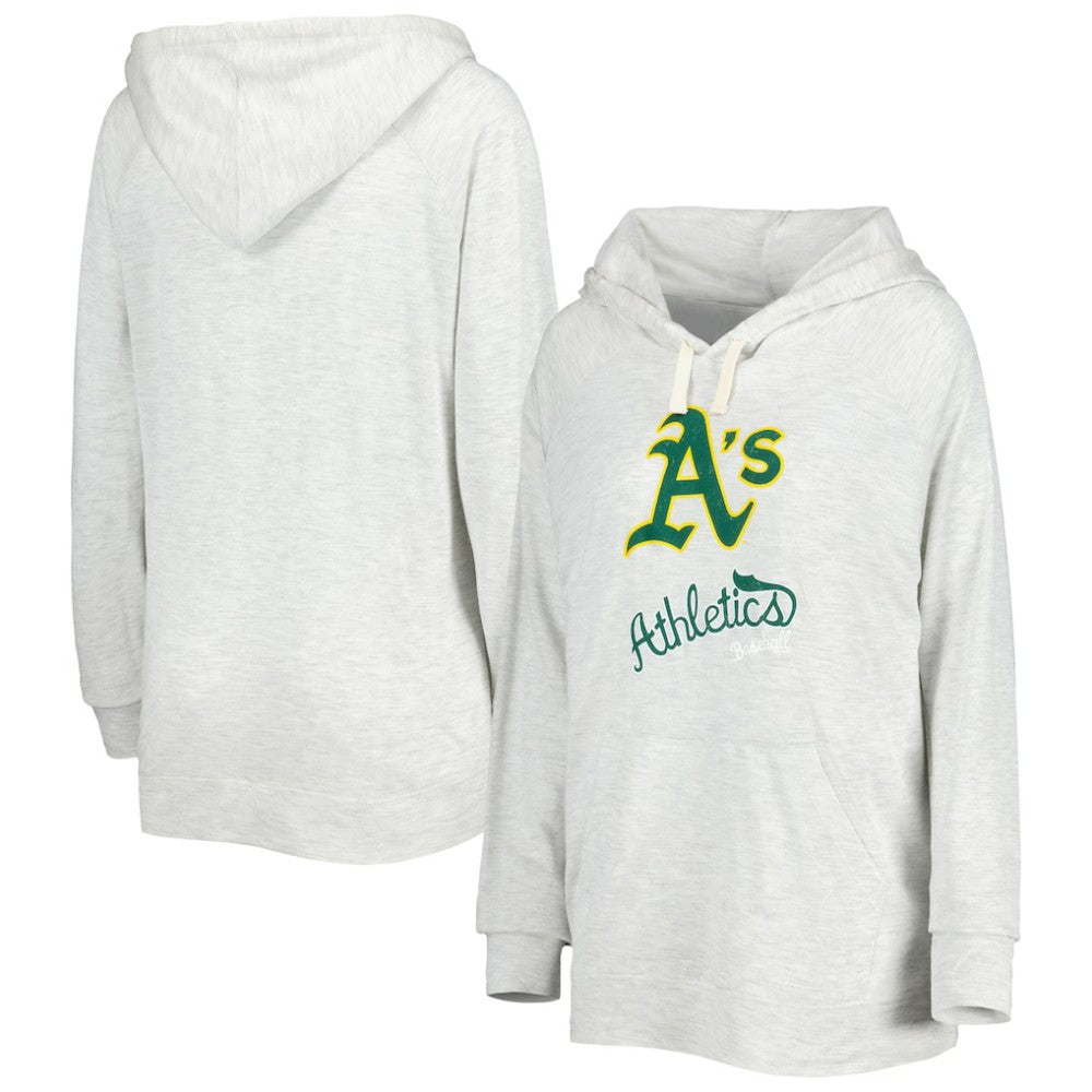 Athletics Touch Women's Pre-Game Raglan Pullover Hoodie - Heather Gray - MLB Discount