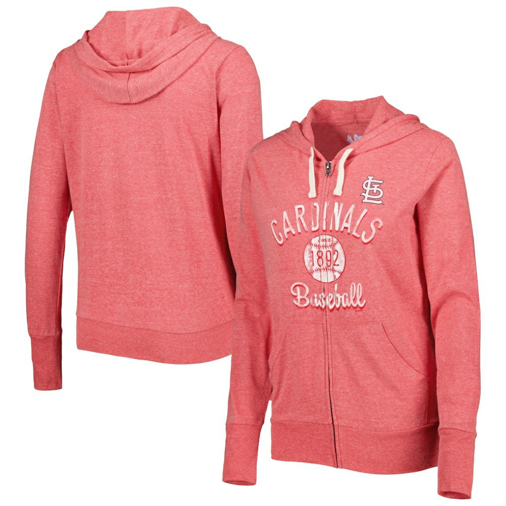St. Louis Cardinals Touch Women's Training Camp Tri-Blend Lightweight Full-Zip Hoodie - Red - MLB Discount