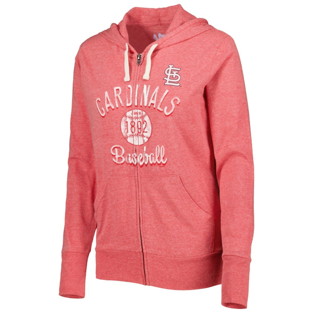 St. Louis Cardinals Touch Women's Training Camp Tri-Blend Lightweight Full-Zip Hoodie - Red - MLB Discount