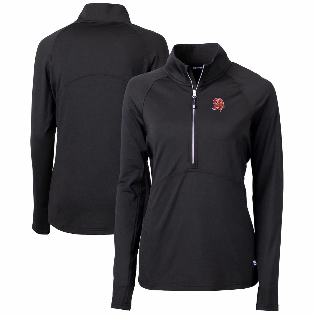 Tampa Bay Buccaneers Cutter & Buck Women's Throwback Logo Adapt Eco Knit Stretch Recycled Half-Zip Pullover Top Black