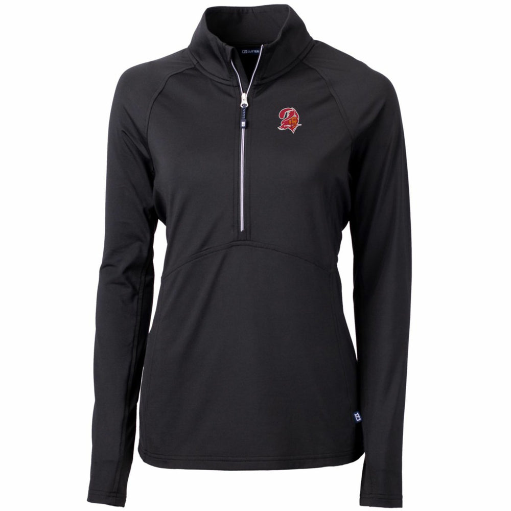 Tampa Bay Buccaneers Cutter & Buck Women's Throwback Logo Adapt Eco Knit Stretch Recycled Half-Zip Pullover Top Black