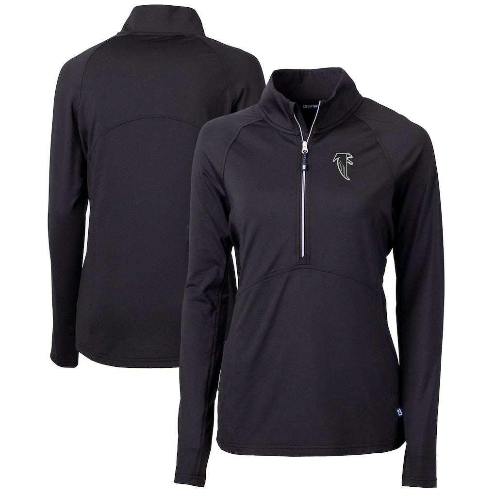 Atlanta Falcons Cutter & Buck Women's Throwback Logo Adapt Eco Knit Stretch Recycled Half-Zip Pullover Top Black