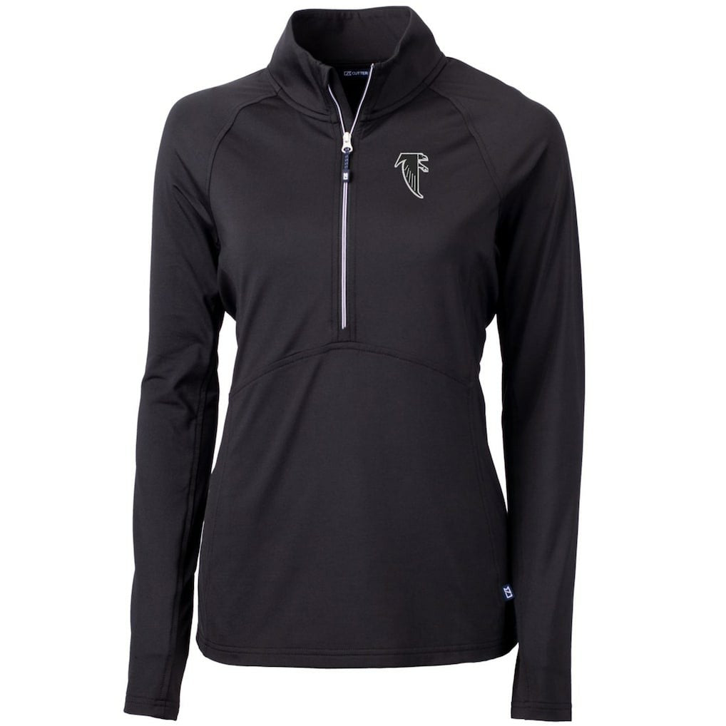 Atlanta Falcons Cutter & Buck Women's Throwback Logo Adapt Eco Knit Stretch Recycled Half-Zip Pullover Top Black