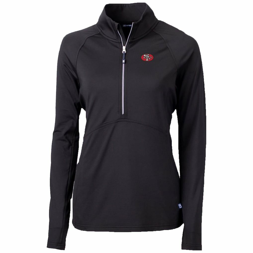 San Francisco 49ers Cutter & Buck Women's Throwback Logo Adapt Eco Knit Stretch Recycled Half-Zip Pullover Top Black