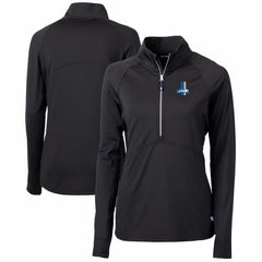 Detroit Lions Cutter & Buck Women's Throwback Logo Adapt Eco Knit Stretch Recycled Half-Zip Pullover Top Black