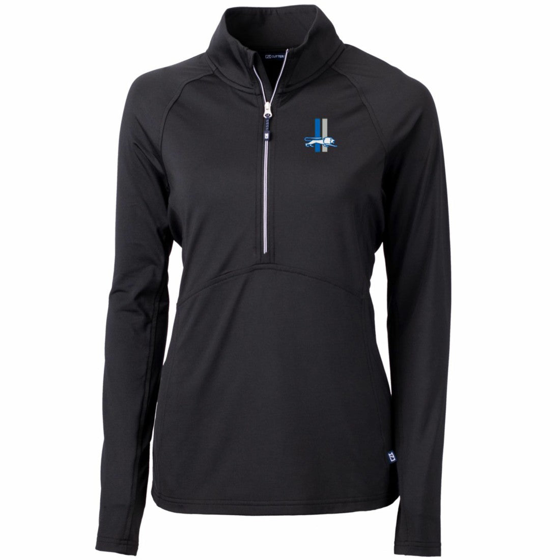 Detroit Lions Cutter & Buck Women's Throwback Logo Adapt Eco Knit Stretch Recycled Half-Zip Pullover Top Black