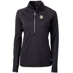 Miami Dolphins Cutter & Buck Women's Throwback Logo Adapt Eco Knit Stretch Recycled Half-Zip Pullover Top Black