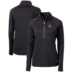 New England Patriots Cutter & Buck Women's Throwback Logo Adapt Eco Knit Stretch Recycled Half-Zip Pullover Top Black