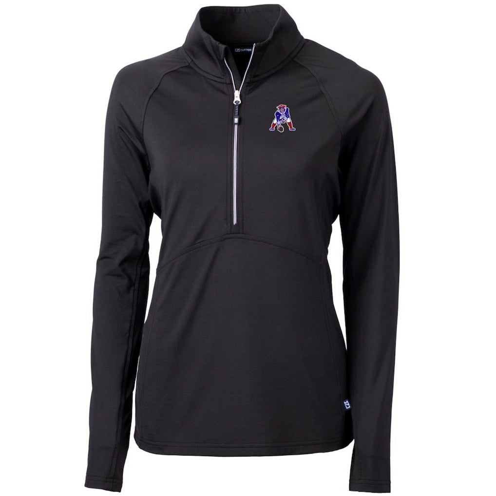 New England Patriots Cutter & Buck Women's Throwback Logo Adapt Eco Knit Stretch Recycled Half-Zip Pullover Top Black