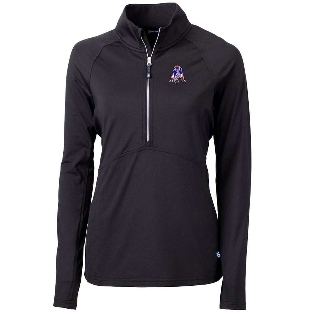 New England Patriots Cutter & Buck Women's Throwback Logo Adapt Eco Knit Stretch Recycled Half-Zip Pullover Top Black