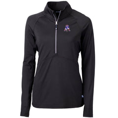 New England Patriots Cutter & Buck Women's Throwback Logo Adapt Eco Knit Stretch Recycled Half-Zip Pullover Top Black