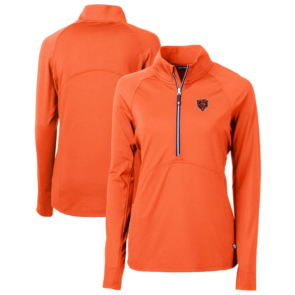 Chicago Bears Cutter & Buck Women's Throwback Logo Adapt Eco Knit Stretch Recycled Half-Zip Pullover Top Orange