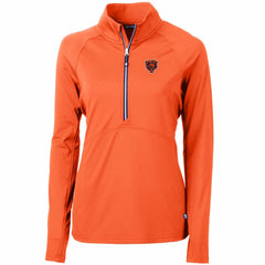 Chicago Bears Cutter & Buck Women's Throwback Logo Adapt Eco Knit Stretch Recycled Half-Zip Pullover Top Orange