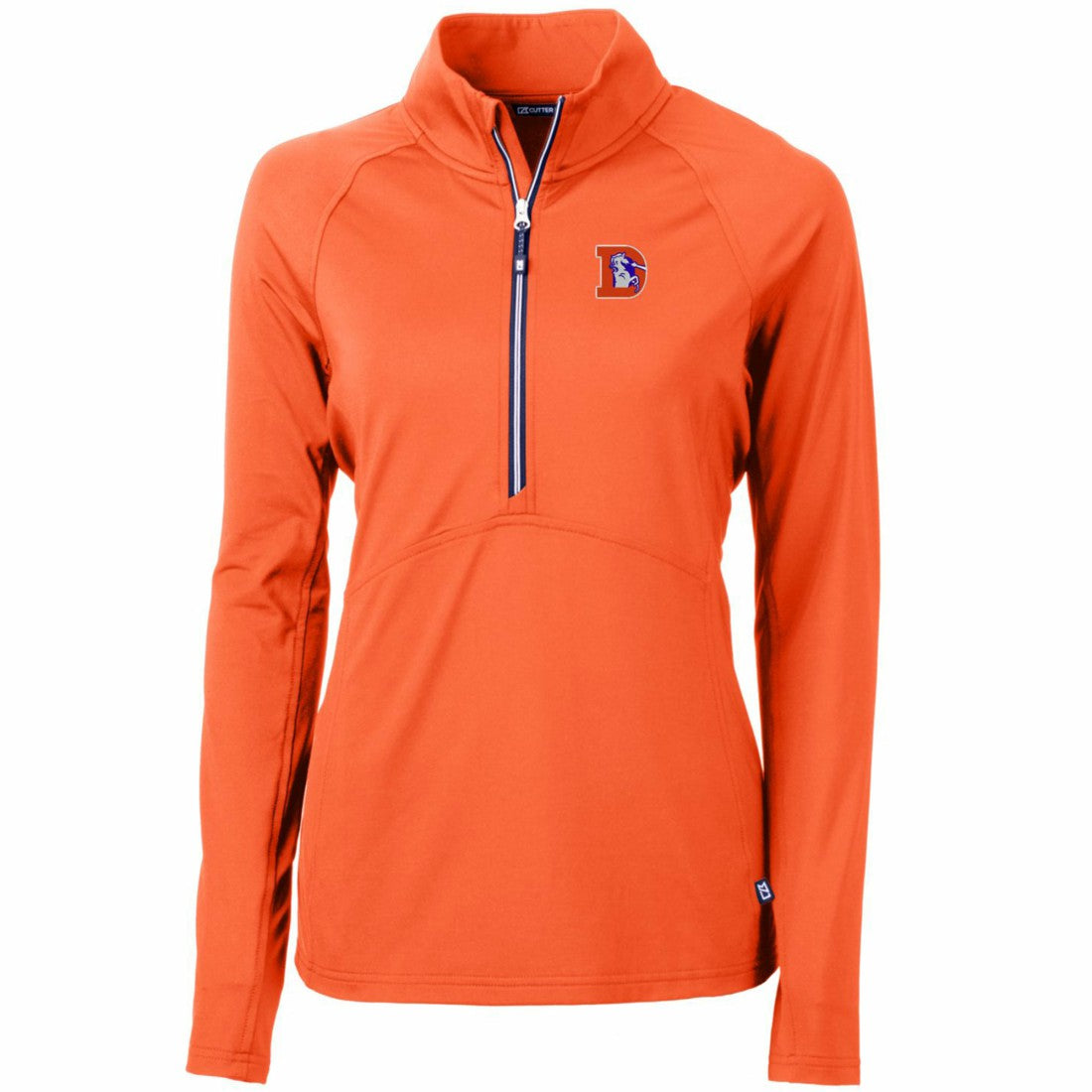 Denver Broncos Cutter & Buck Women's Throwback Logo Adapt Eco Knit Stretch Recycled Half-Zip Pullover Top Orange