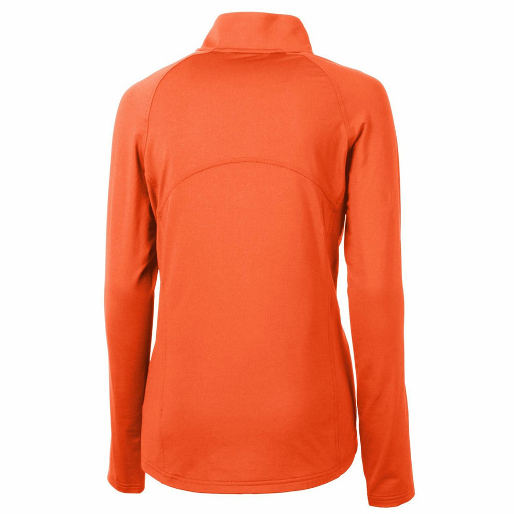 Denver Broncos Cutter & Buck Women's Throwback Logo Adapt Eco Knit Stretch Recycled Half-Zip Pullover Top Orange