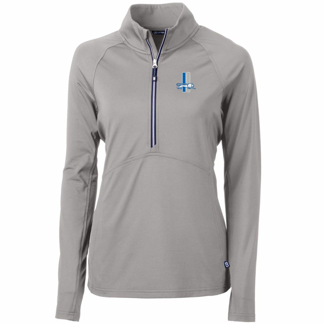 Detroit Lions Cutter & Buck Women's Throwback Logo Adapt Eco Knit Stretch Recycled Half-Zip Pullover Top Gray