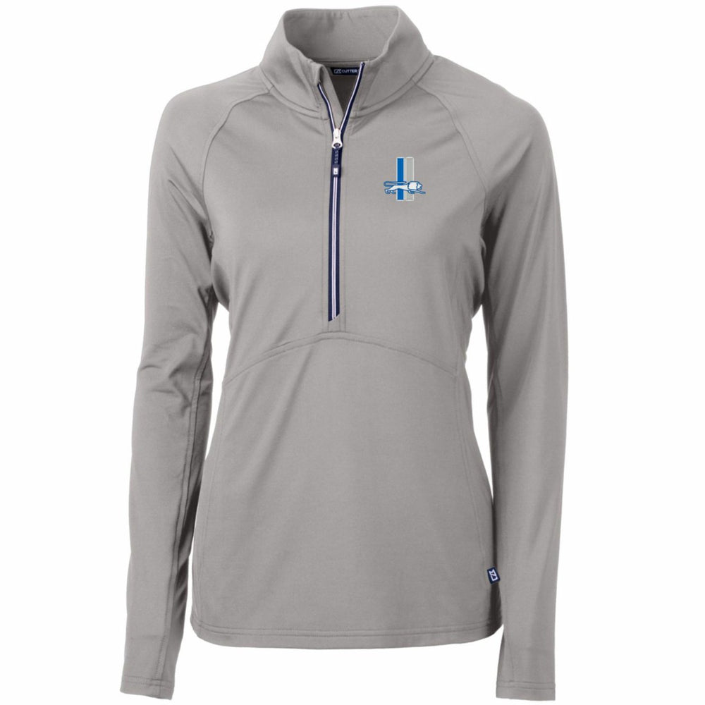 Detroit Lions Cutter & Buck Women's Throwback Logo Adapt Eco Knit Stretch Recycled Half-Zip Pullover Top Gray