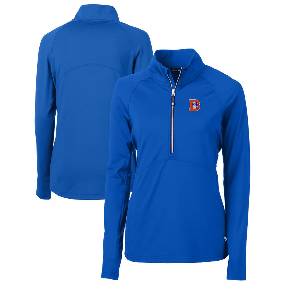 Denver Broncos Cutter & Buck Women's Throwback Logo Adapt Eco Knit Stretch Recycled Half-Zip Pullover Top Royal