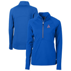 New England Patriots Cutter & Buck Women's Throwback Logo Adapt Eco Knit Stretch Recycled Half-Zip Pullover Top Royal