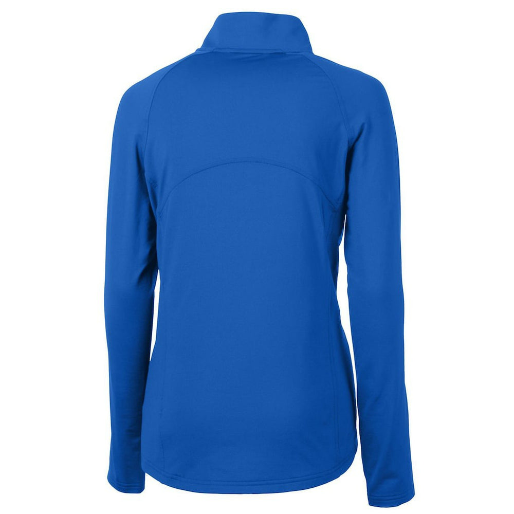 New England Patriots Cutter & Buck Women's Throwback Logo Adapt Eco Knit Stretch Recycled Half-Zip Pullover Top Royal