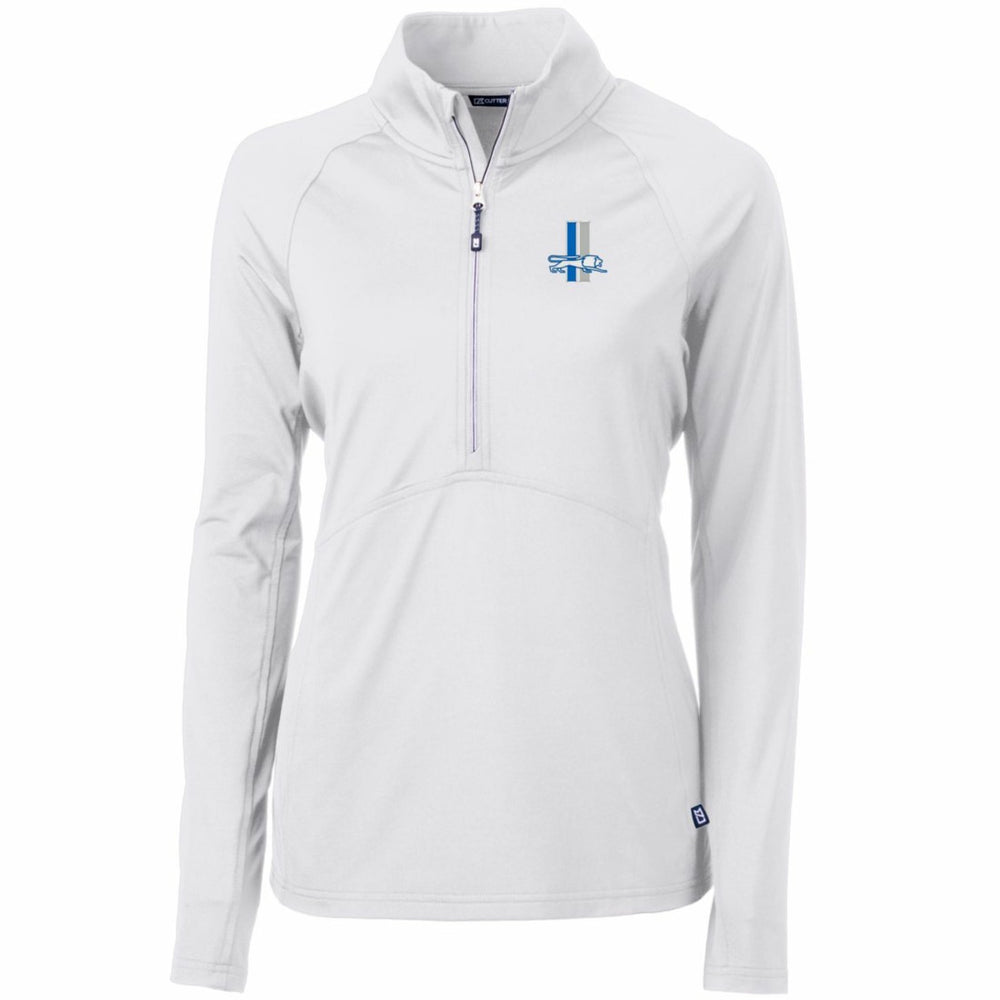 Detroit Lions Cutter & Buck Women's Throwback Logo Adapt Eco Knit Stretch Recycled Half-Zip Pullover Top White