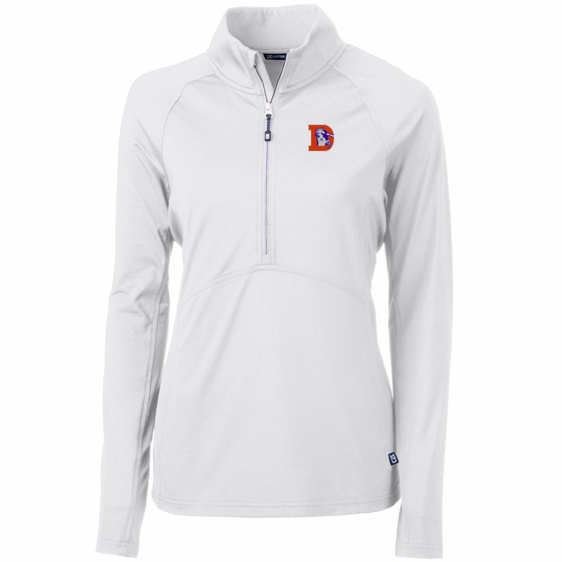 Denver Broncos Cutter & Buck Women's Throwback Logo Adapt Eco Knit Stretch Recycled Half-Zip Pullover Top White