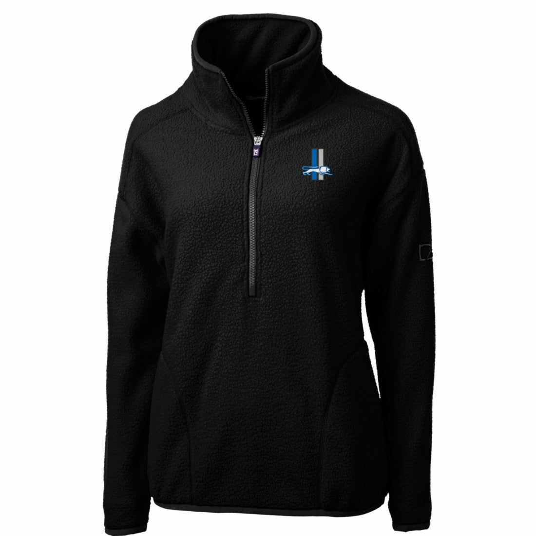 Detroit Lions Cutter & Buck Women's Throwback Logo Cascade Eco Sherpa Fleece Half-Zip Pullover Jacket Black