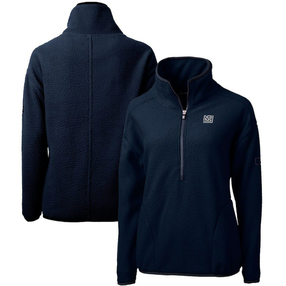 New York Giants Cutter & Buck Women's Throwback Logo Cascade Eco Sherpa Fleece Half-Zip Pullover Jacket Navy