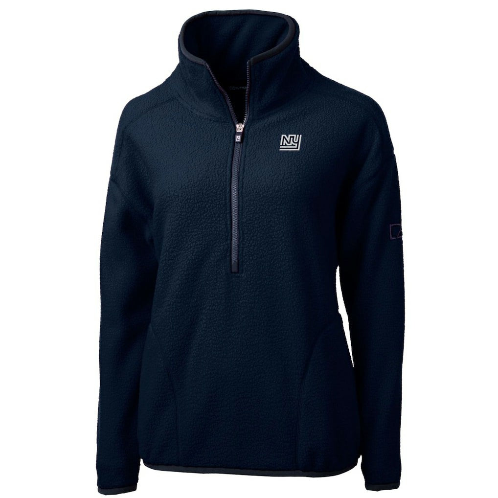 New York Giants Cutter & Buck Women's Throwback Logo Cascade Eco Sherpa Fleece Half-Zip Pullover Jacket Navy