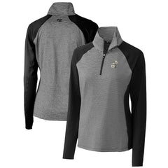 New Orleans Saints Cutter & Buck Women's Throwback Logo Forge Tonal Stripe Stretch Half-Zip Pullover Top Black