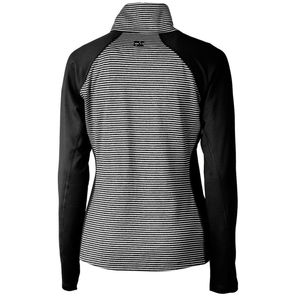 New Orleans Saints Cutter & Buck Women's Throwback Logo Forge Tonal Stripe Stretch Half-Zip Pullover Top Black
